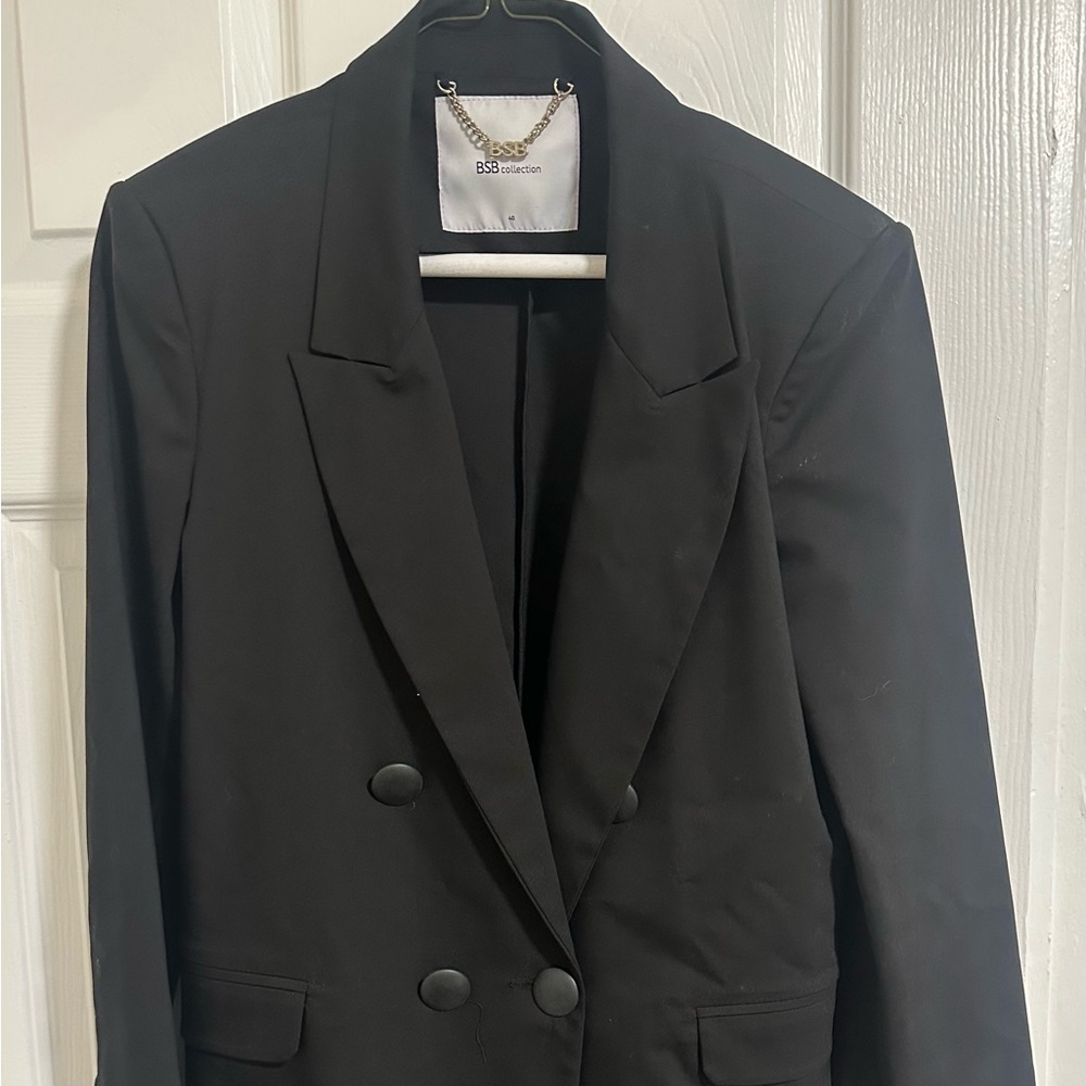 BSB Collection Black Jacket with Gold Chain Accent